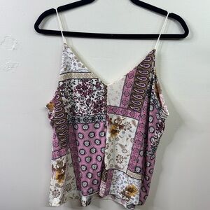 Maurices Pink and Cream Patchwork Print Cami